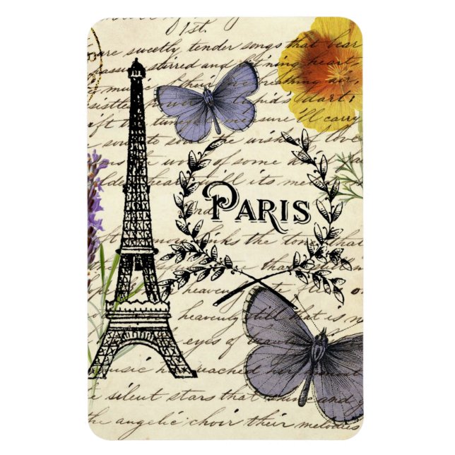 rustic french country scripts paris eiffel tower magnet (Vertical)