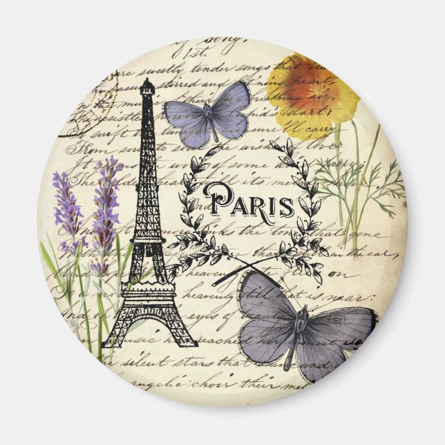 rustic french country scripts paris eiffel tower magnet (Front)