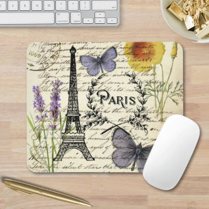 rustic french country scripts paris eiffel tower mouse pad