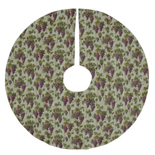 Rustic French Country Vineyard Grapevine Art Brushed Polyester Tree Skirt