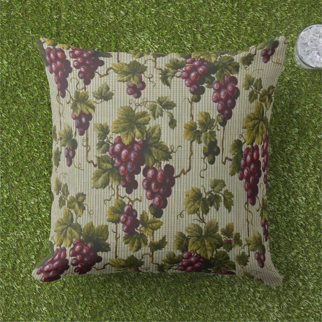 Rustic French Country Vineyard Grapevine Art Cushion (Grass)