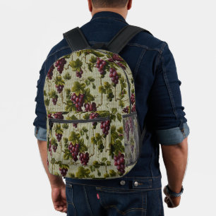 Rustic French Country Vineyard Grapevine Art Printed Backpack