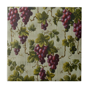 Rustic French Country Vineyard Grapevine Art Tile