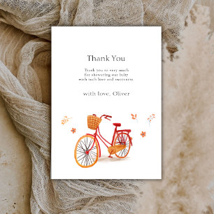 Rustic French Fall Leaves Bicycle Baby shower Thank You Card