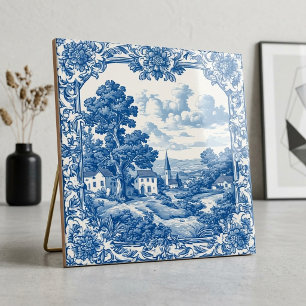 Rustic French Farmhouse Blue Countryside Pastoral Tile