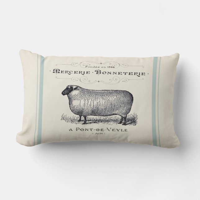 Rustic French farmhouse Sheep Throw Pillow (Front)