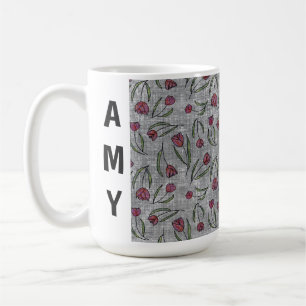 Rustic French Linen Tulip Pattern: Mug Cup