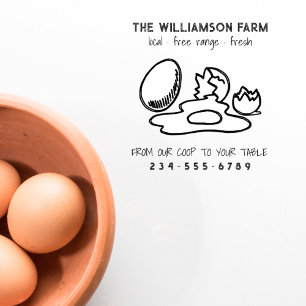 Rustic Fresh Eggs Family Farm Modern Egg Carton Rubber Stamp