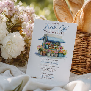 Rustic Fresh Off Market Bridal Shower Flower Stall Invitation