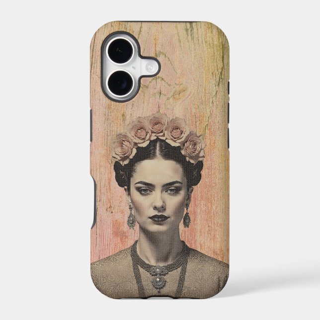 Rustic Frida Rose Crown iPhone Case (Back)