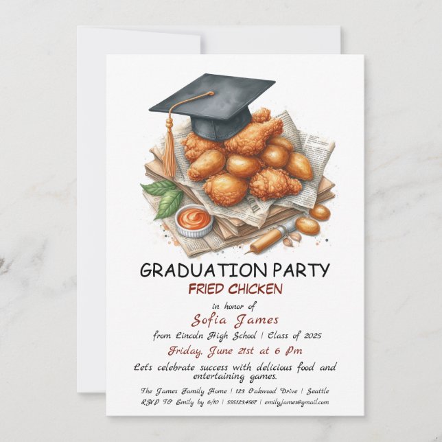 Rustic Fried Chicken Graduation Party Invitation (Front)
