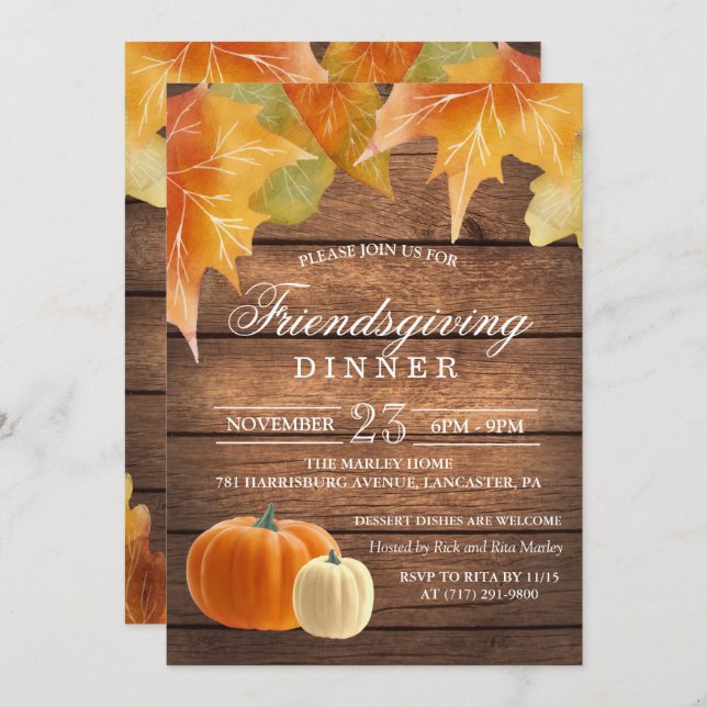 Rustic Friendsgiving Dinner Invitation (Front/Back)