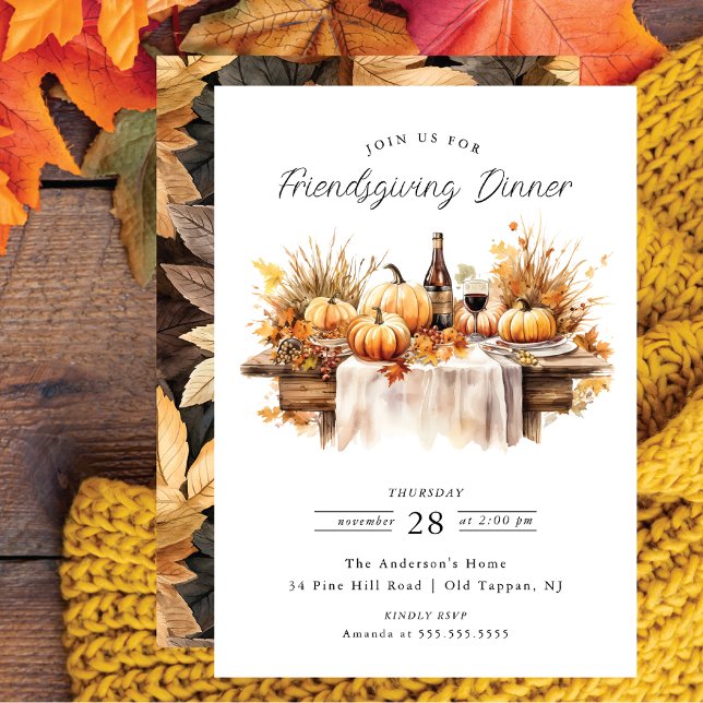 Rustic Friendsgiving Dinner Invitation (Creator Uploaded)