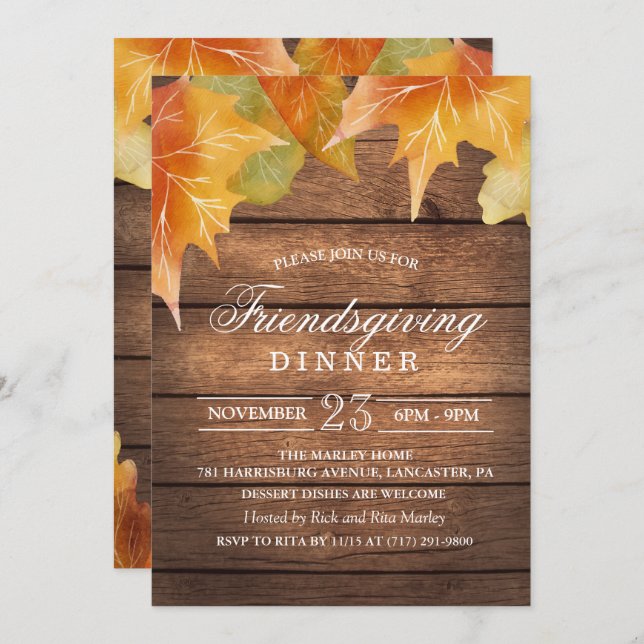 Rustic Friendsgiving Dinner Invitation (Front/Back)
