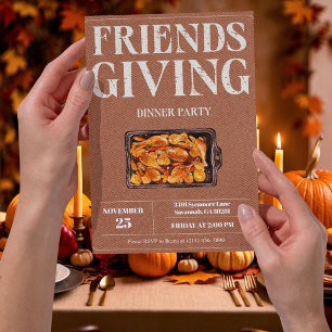 Rustic Friendsgiving Dinner Party Invitation