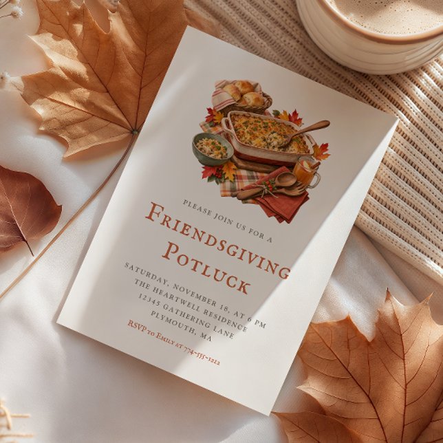 Rustic Friendsgiving Potluck Dinner Invitation (Creator Uploaded)
