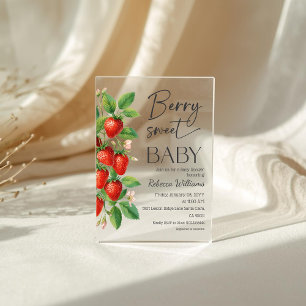 Rustic Fruit Strawberry Berry Sweet Baby Shower Acrylic Invitations