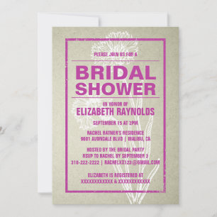 Rustic Fuchsia Bridal Shower Invitations