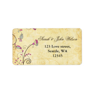 rustic  fuchsia floral ,return address labeld label