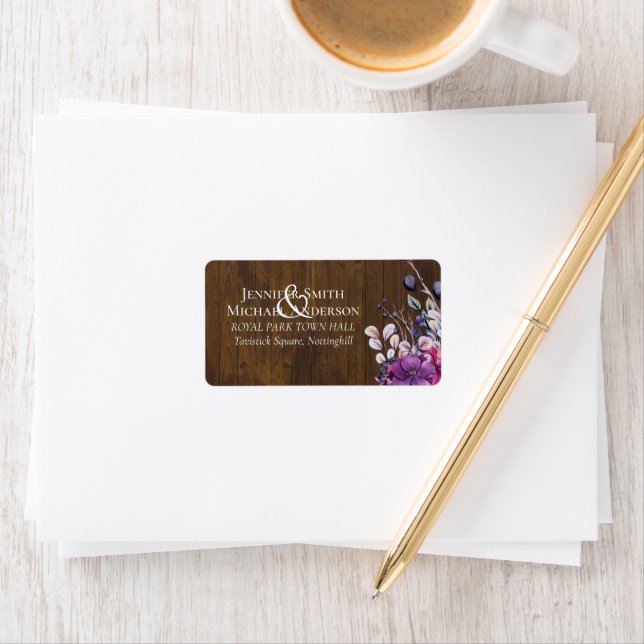 Rustic Fuchsia Floral Woodland Wedding Label (Insitu)