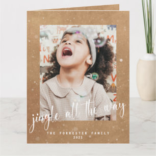 Rustic Fun Jingle All The Way 2 Photo Holiday Card