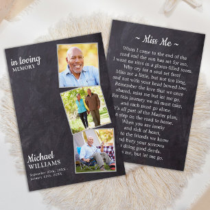 Rustic Funeral 3 Photo Memorial Prayer Card