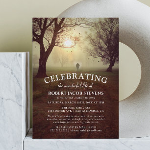 Rustic Funeral   Celebrating Life Memorial Photo Invitation
