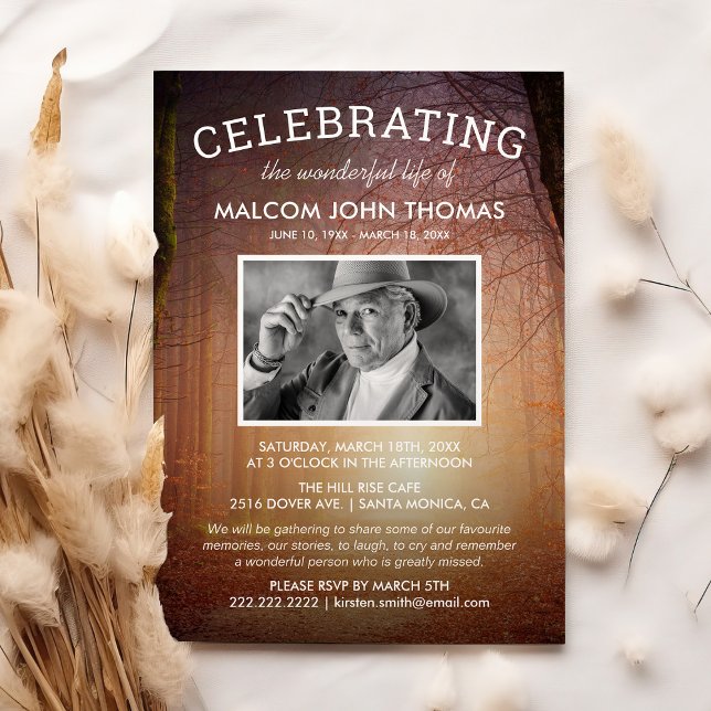 Rustic Funeral | Celebrating Life Photo Invitation (Creator Uploaded)