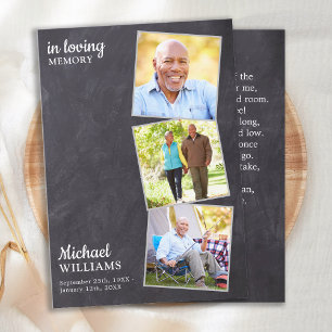 Rustic Funeral Custom 3 Photo Memorial Prayer Card