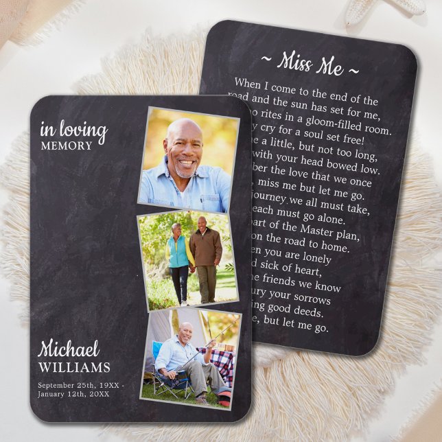 Rustic Funeral Deluxe 3 Photo Memorial Prayer Card (Creator Uploaded)