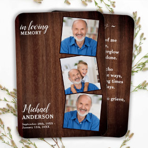 Rustic Funeral Memorial Sympathy Photo Prayer Card