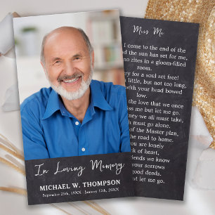 Rustic Funeral Photo Sympathy Memorial Prayer Card