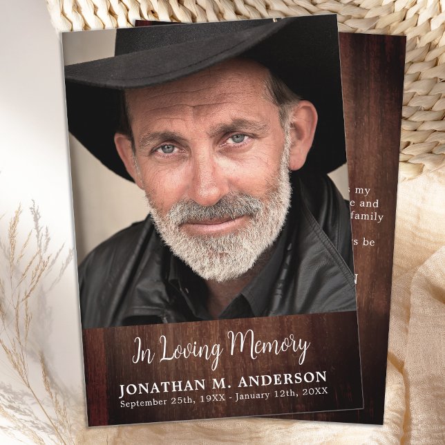 Rustic Funeral Simple Memorial Sympathy Photo Thank You Card (Creator Uploaded)