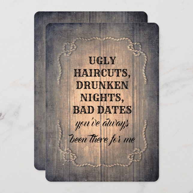 Rustic Funny Bridesmaid / Maid of Honour Proposal Invitation (Front/Back)