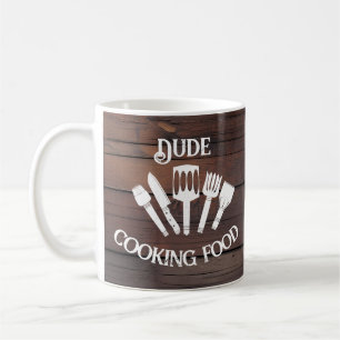 Rustic Funny Cooking Gift Men-'Dude Cooking Food' Coffee Mug