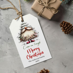 Rustic funny Santa Christmas gift tag artwork