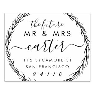 Rustic Future Mr & Mrs Wedding Return Address Rubber Stamp