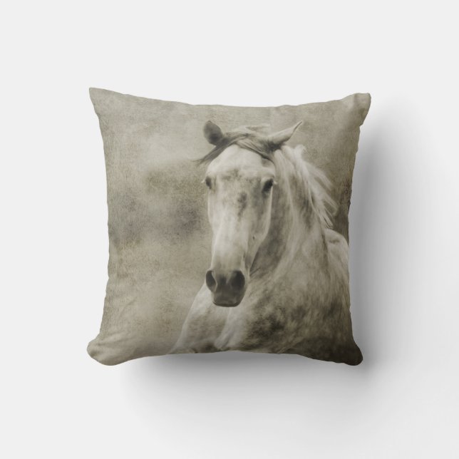 Rustic Galloping Andalusian Horse Cushion (Front)