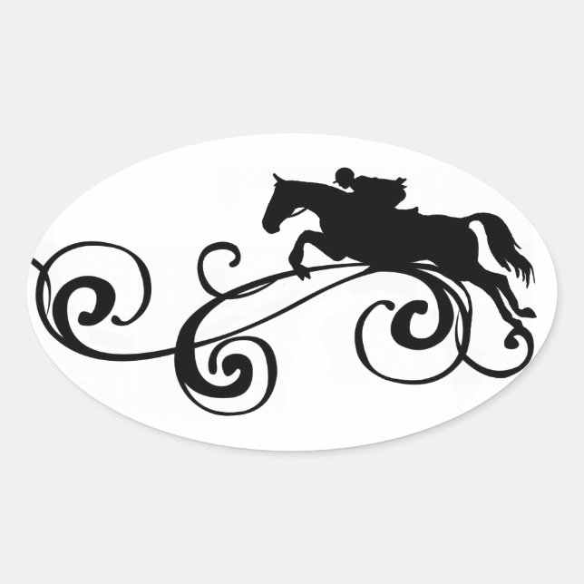Rustic Galloping Andalusian Horse Oval Sticker (Front)