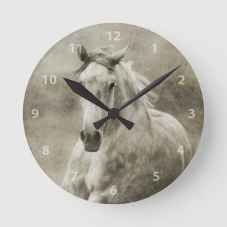 Rustic Galloping Andalusian Horse Round Clock