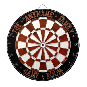 Rustic GAME ROOM Brown White & Black Border Dartboard