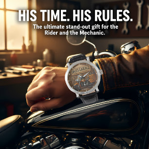 Rustic Garage Themed Motorcycle Tools for Men Watch