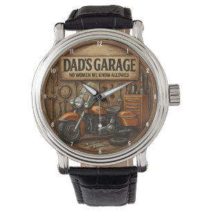 Rustic Garage Themed Motorcycle Tools for Men Watch