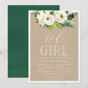 Rustic Garden Blooms Oh Girl Baby Shower Invitation