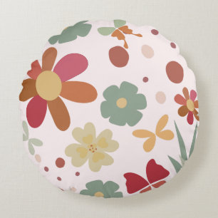 Rustic Garden Boho Style Round Pillow