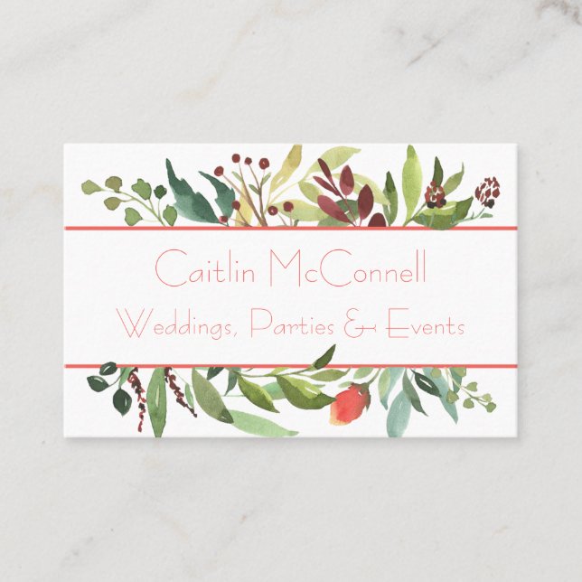 Rustic Garden Border of Foliage Business Card (Front)