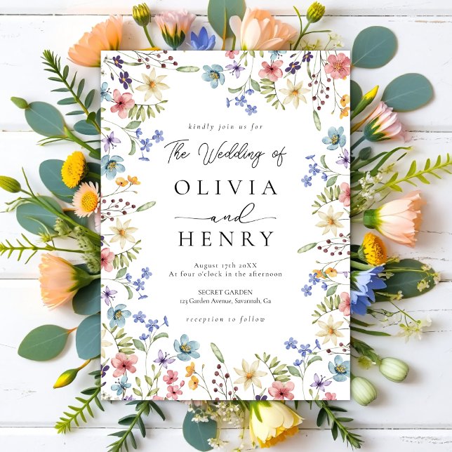 Rustic Garden Botanical Wildflower Wedding Invitation (Creator Uploaded)