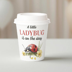 Rustic Garden Daisy Little Ladybug Baby Shower Paper Cups