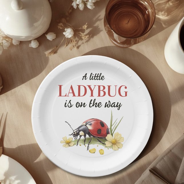 Rustic Garden Daisy Little Ladybug Baby Shower Paper Plate (Creator Uploaded)