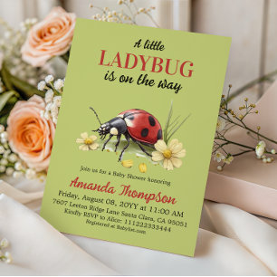 Rustic Garden Floral A Little Ladybug Baby Shower Invitation